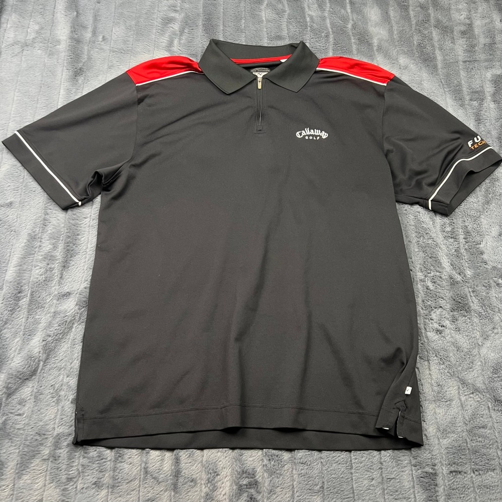 Callaway Golf Tour Authentic X Series Mens XL Black Red Quarter Zip Polo Shirt